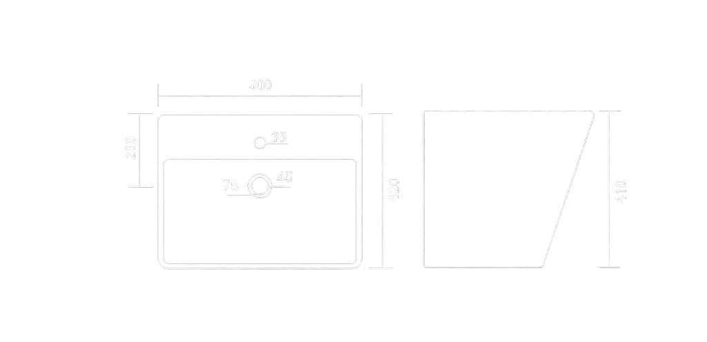 Vista Half Basin Technical Dimensions