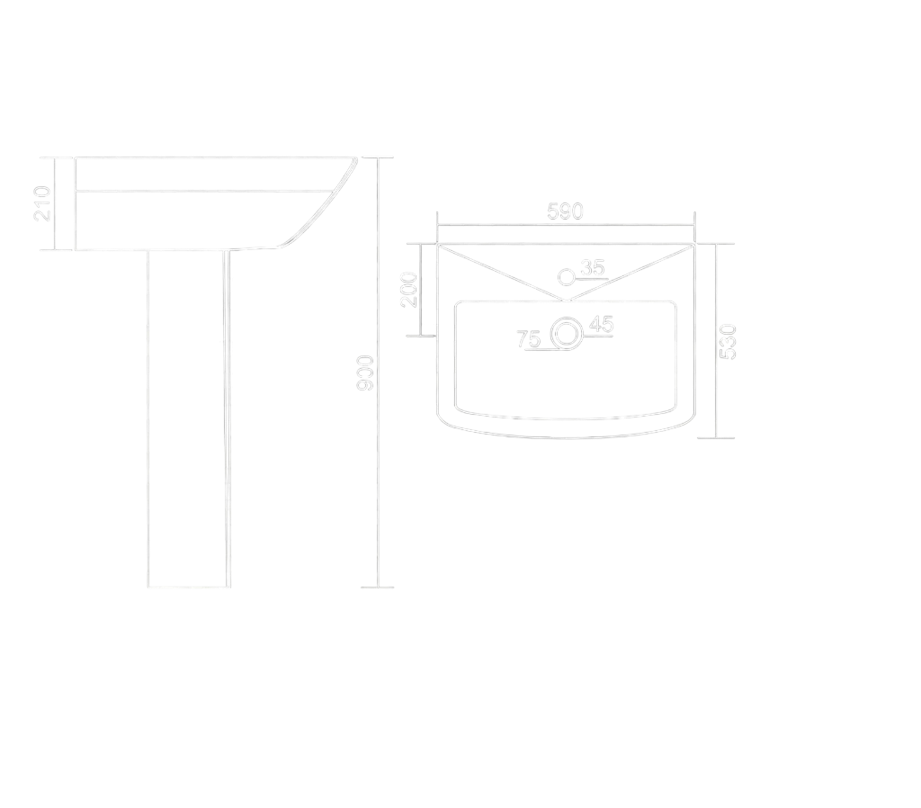 Pearl Pedestal Basin Technical Dimensions