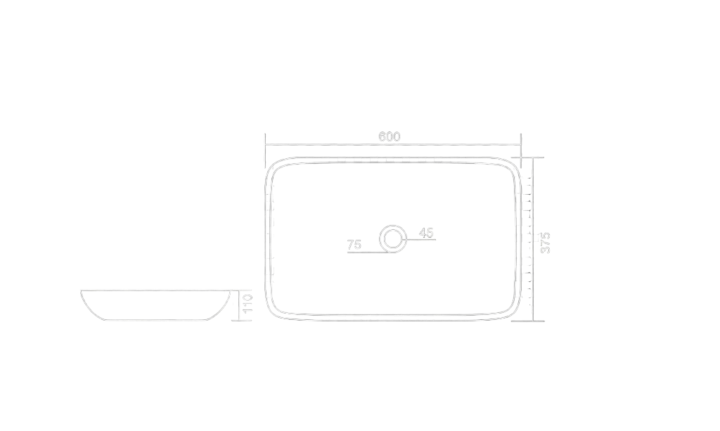 Volcano Table Top Basin Technical Dimensions