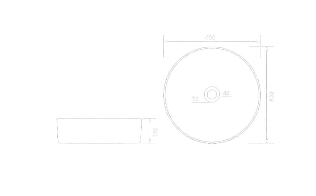 Rossa Table Top Basin Technical Dimensions