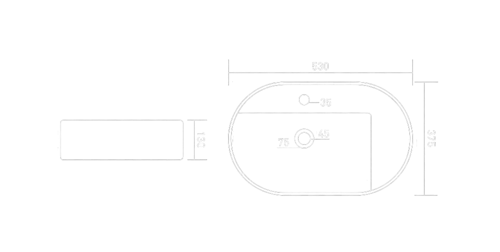 Scara Table Top Basin Technical Dimensions
