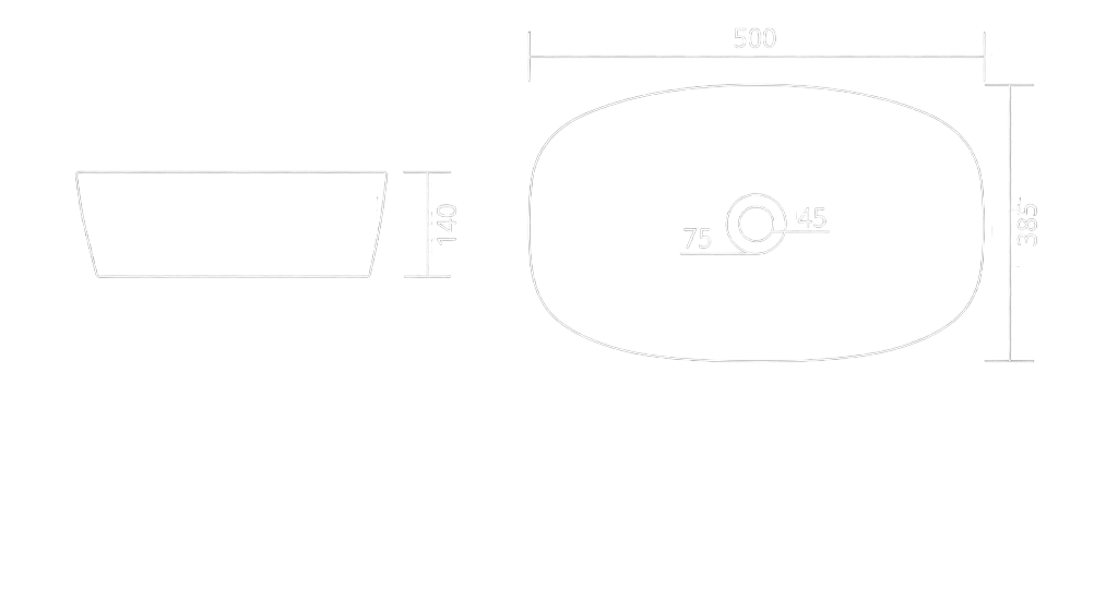 Stream Table Top Basin Technical Dimensions