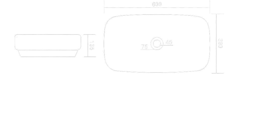 Azon Table Top Basin Technical Dimensions
