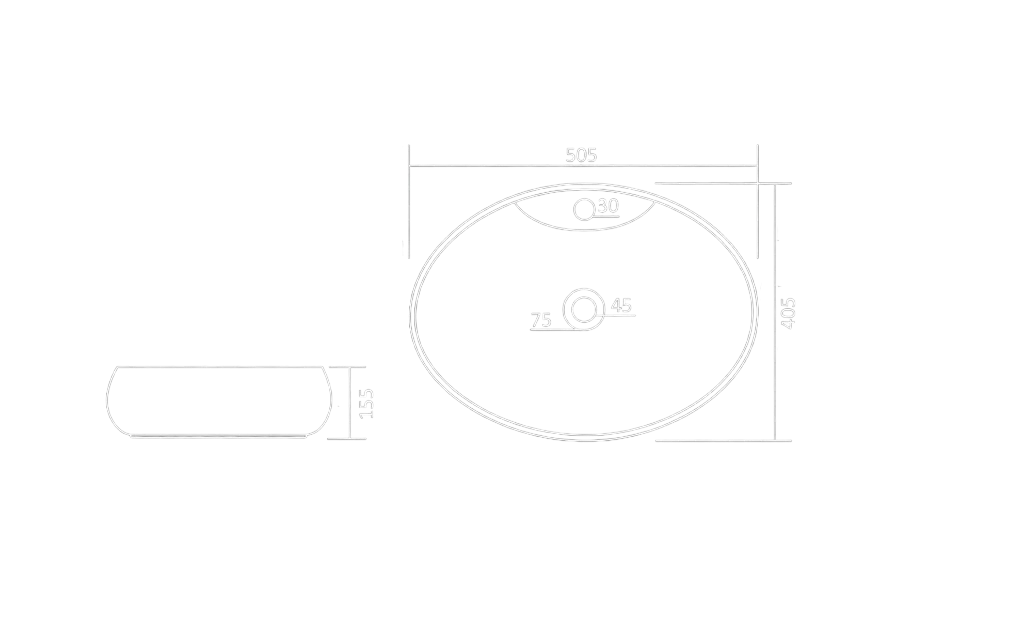 Verona Table Top Basin Technical Dimensions