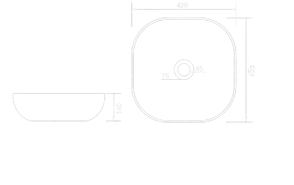 Circle Table Top Basin Technical Dimensions