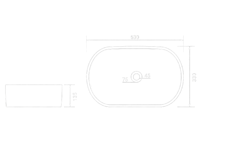 Unico Table Top Basin Technical Dimensions