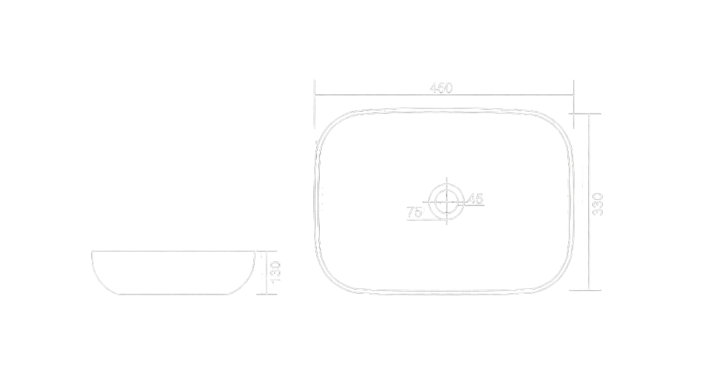 Corn Table Top Basin Technical Dimensions