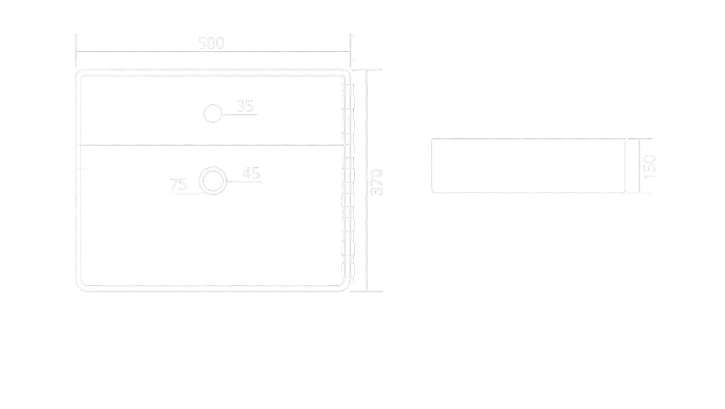 LIMCA Wall Mounted Basin Technical Dimensions
