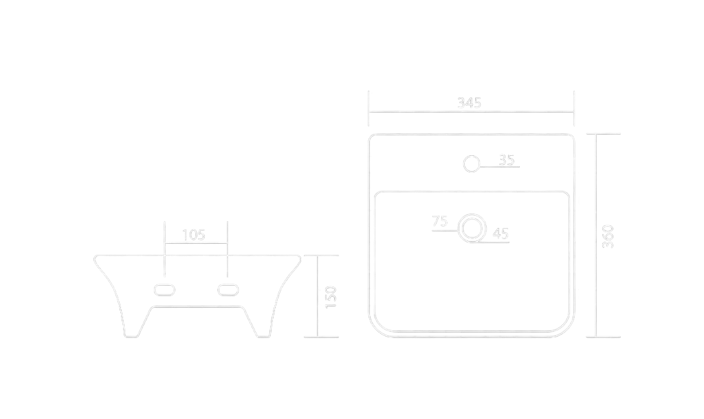 FUMA Wall Mounted Basin Technical Dimensions