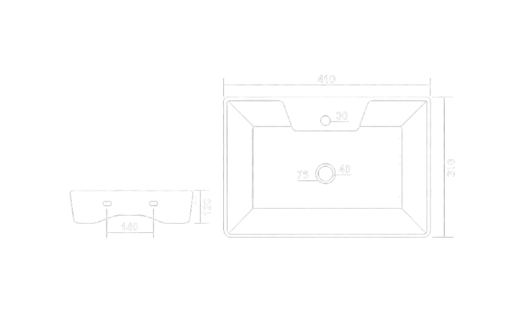 Riga Wall Mounted Basin Technical Dimensions
