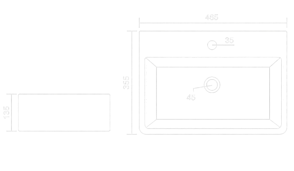 Cristy Wall Mounted Basin Technical Dimensions