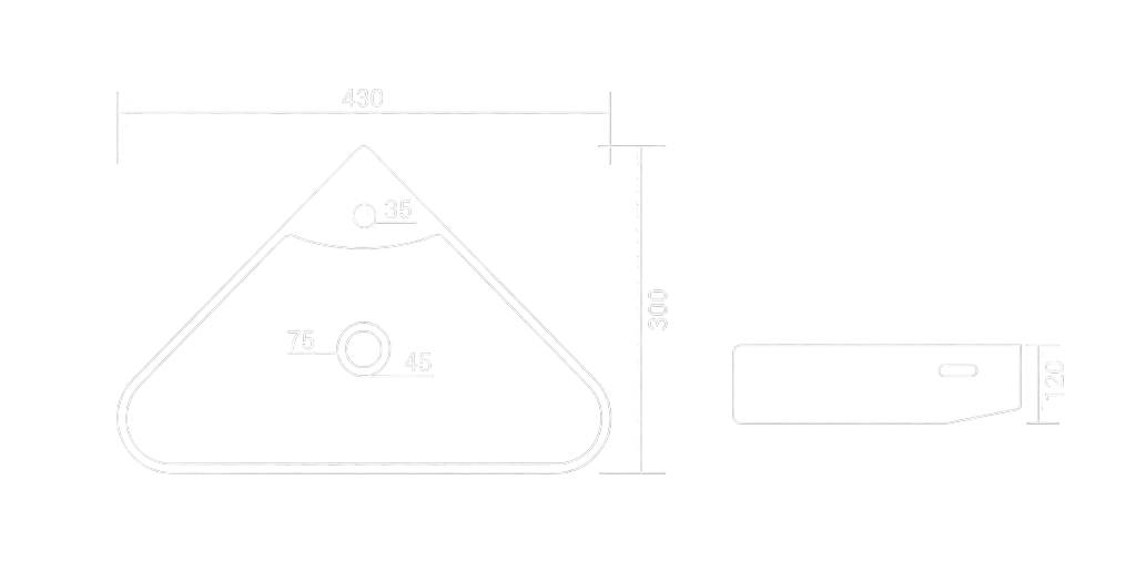 Criyo Corner Basin Technical Dimensions
