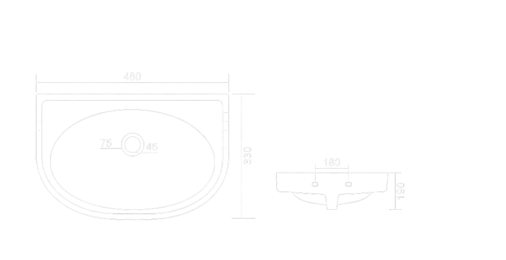Sancy Wall Mounted Basin Technical Dimensions